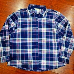 Blue Plaid Button-Up Shirt